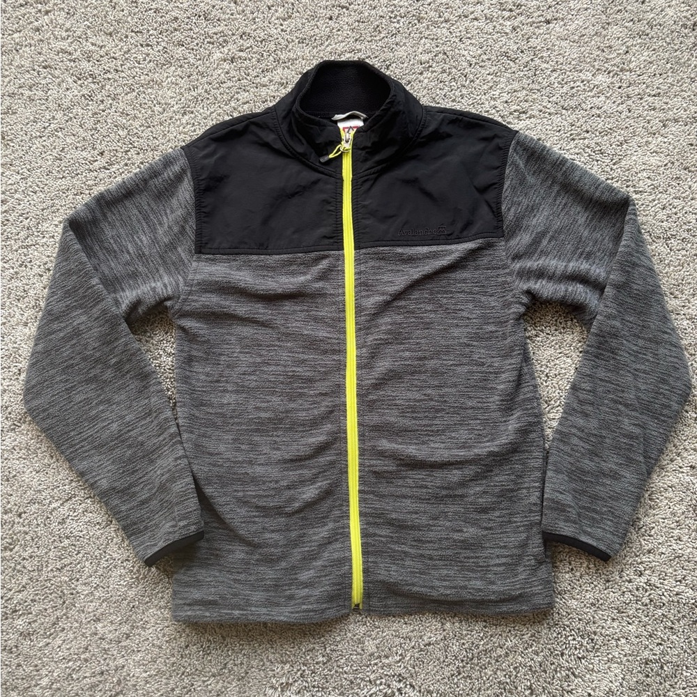Avalanche Kids Black and Gray Fleece Full Zip Jacket Size M 10/12.